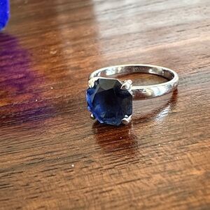 14k Lab Blue Sapphire Solitaire Ring